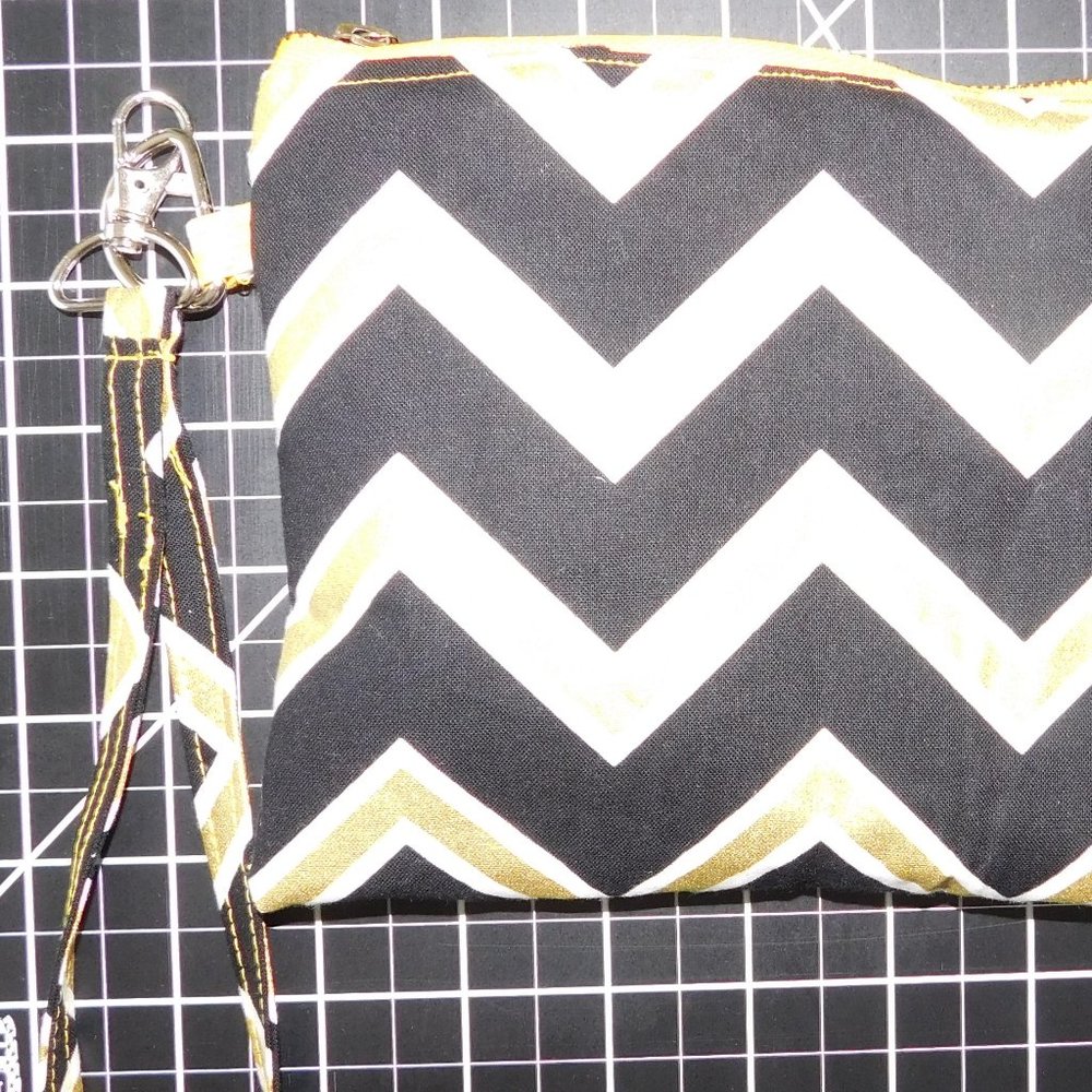 Wristlet with Inside Zipper Pocket -Handcrafted